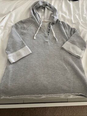 Soft Surroundings Grey Knit Hooded Henley